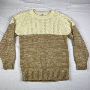 Vintage Fruit Of The Loom Womens S Sweater Cable Knit Crew Neck Acrylic